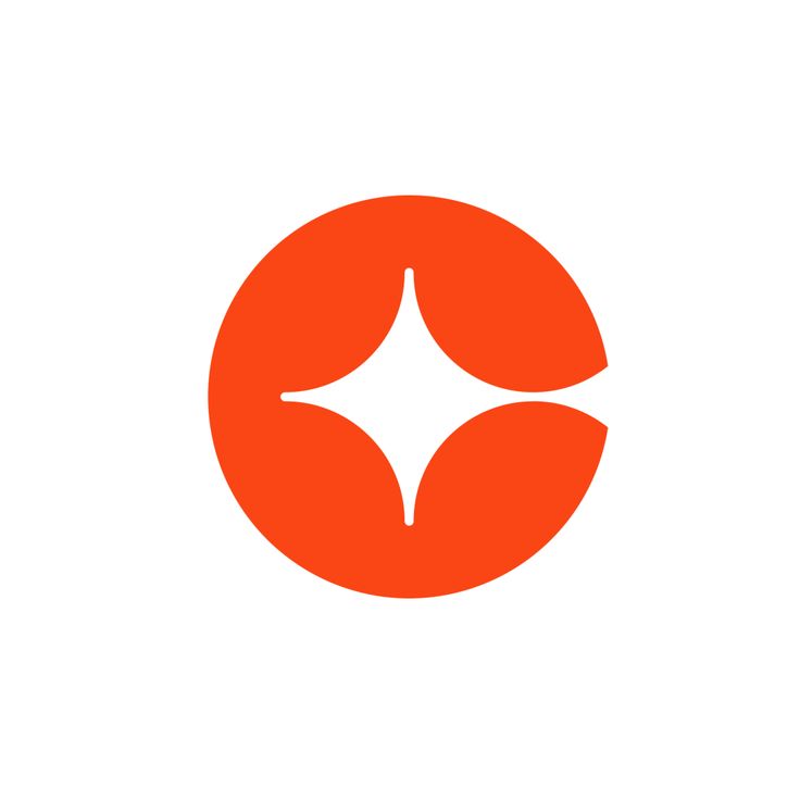 an orange circle with two arrows in the middle and one arrow at the bottom, on a white background