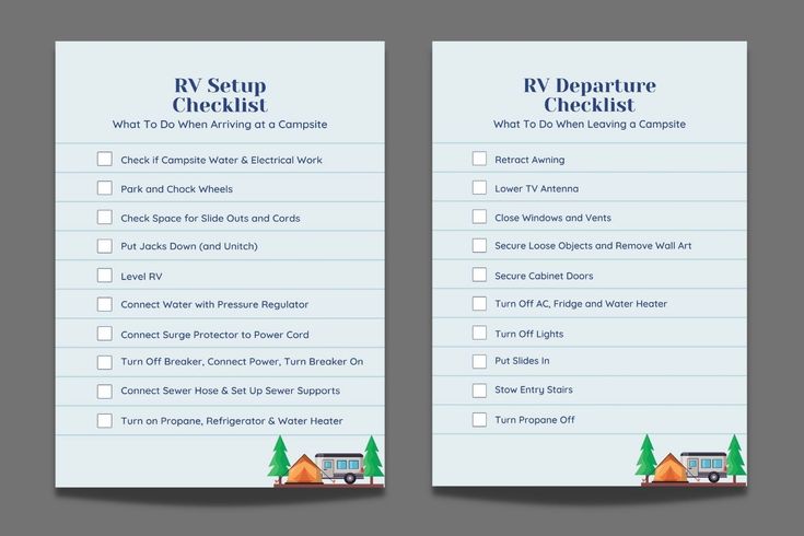 the rv checklist is open and ready to be used