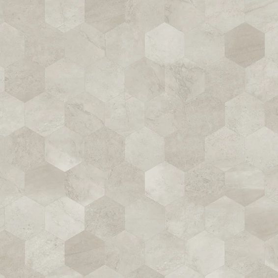 a white and grey wallpaper with hexagonal shapes