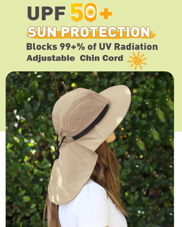 Tirrinia Wide Brim Hat with Neck Flap Don't let UV rays damage your skin! We all love the outdoors, but sun protection is essential. Pick your sun hat carefully. Tirrinia outdoor hat made with UV protection micro-fiber features 100 SPF. It gives you UPF50+ sun protection. This sun hat featured a 360° brim, it will provide complete protection against harmful UV rays and effectively protects your skin from sunshine. Our Boonie hat is made of lightweight performance fabric. Mesh vent round on top, Adjustable Visor Bucket Hat For Outdoor, Durable Adjustable Bucket Hat For Outdoor, Breathable Solid Sun Hat For Outdoors, Breathable Solid Color Sun Hat For Outdoor, Adjustable Visor Sun Hat For Outdoor, Adjustable Outdoor Sun Visor Hat, Adjustable Outdoor Sun Hat Visor, Adjustable Sun Hat For Beach Season, Casual Outdoor Hat With Uva Protection