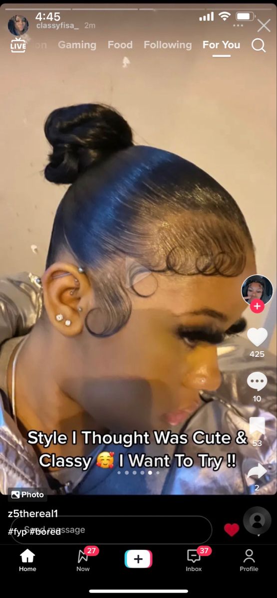 Sleek Bun Black Women Weave, Real Hair Ponytails Black Women, Slick Up Ponytail Natural Hair, Black Women Sleek Bun, Slick Buns Natural Hair, Baddie Slick Back Bun, Slick Natural Bun, Sleek Braided Ponytail On Natural Hair, Mid Bun Black Women