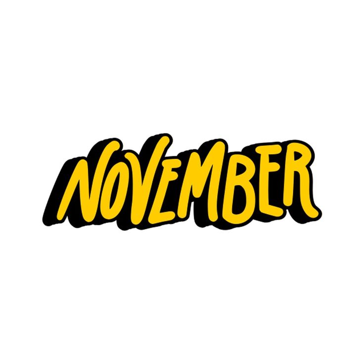 the word november written in yellow and black