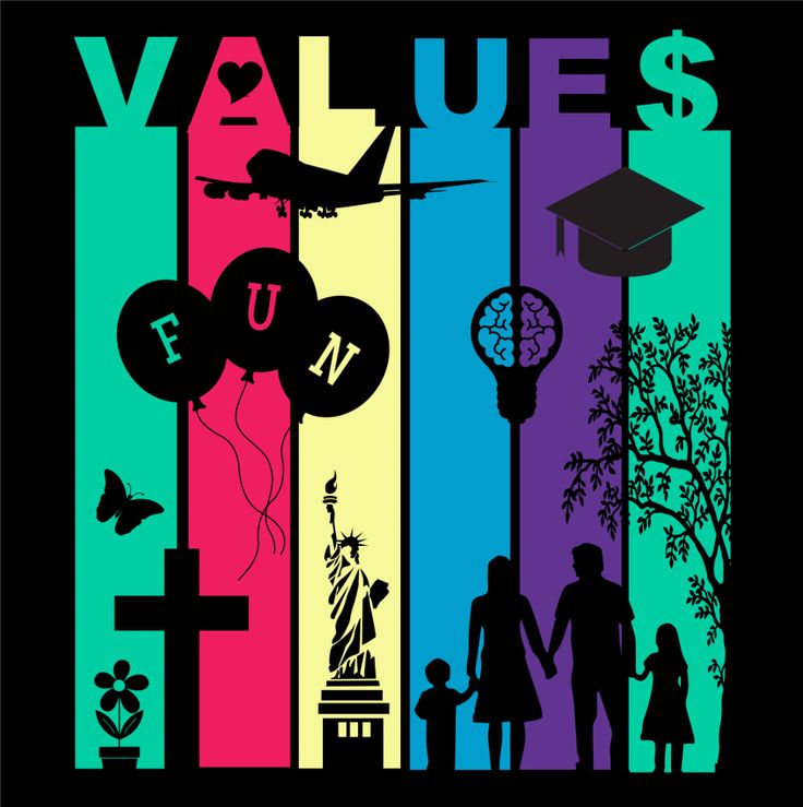 the silhouettes of people are standing in front of colorful stripes that say value $ 10