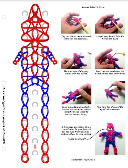 the instructions for spiderman bracelets are shown on an iphone screen, and in another app