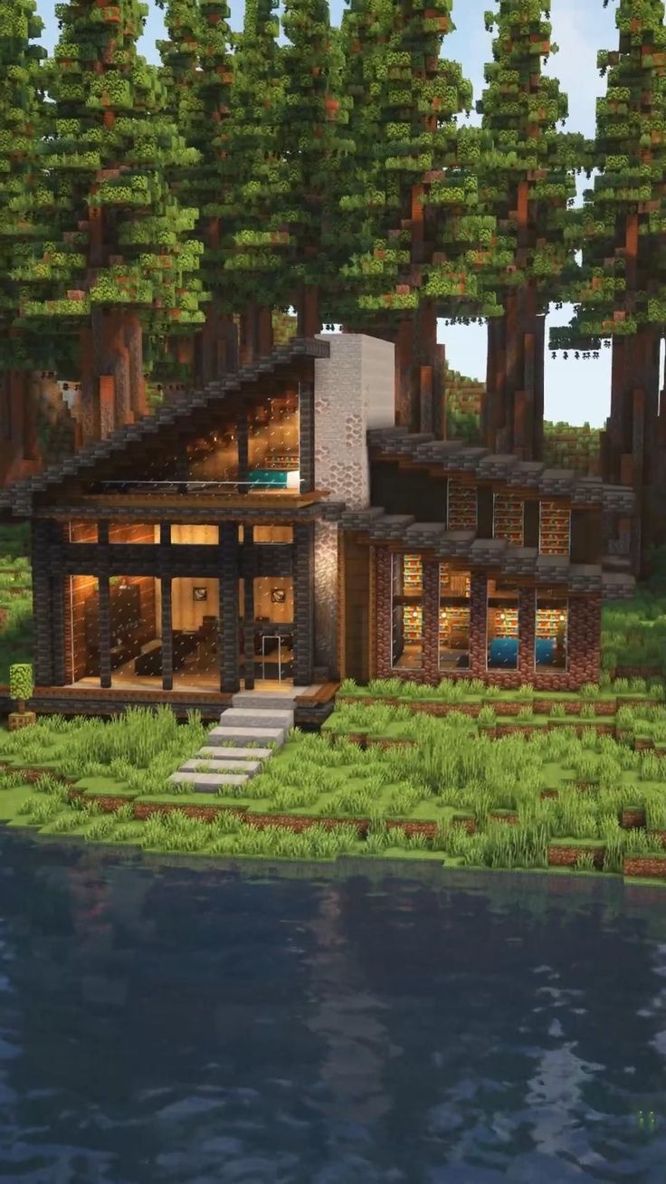 Minecraft Cabin, Mansion Minecraft, Modern Minecraft Houses, Case Minecraft, Rumah Minecraft Sederhana, Minecraft Mansion, Minecraft Interior Design, Minecraft House Plans, Bangunan Minecraft