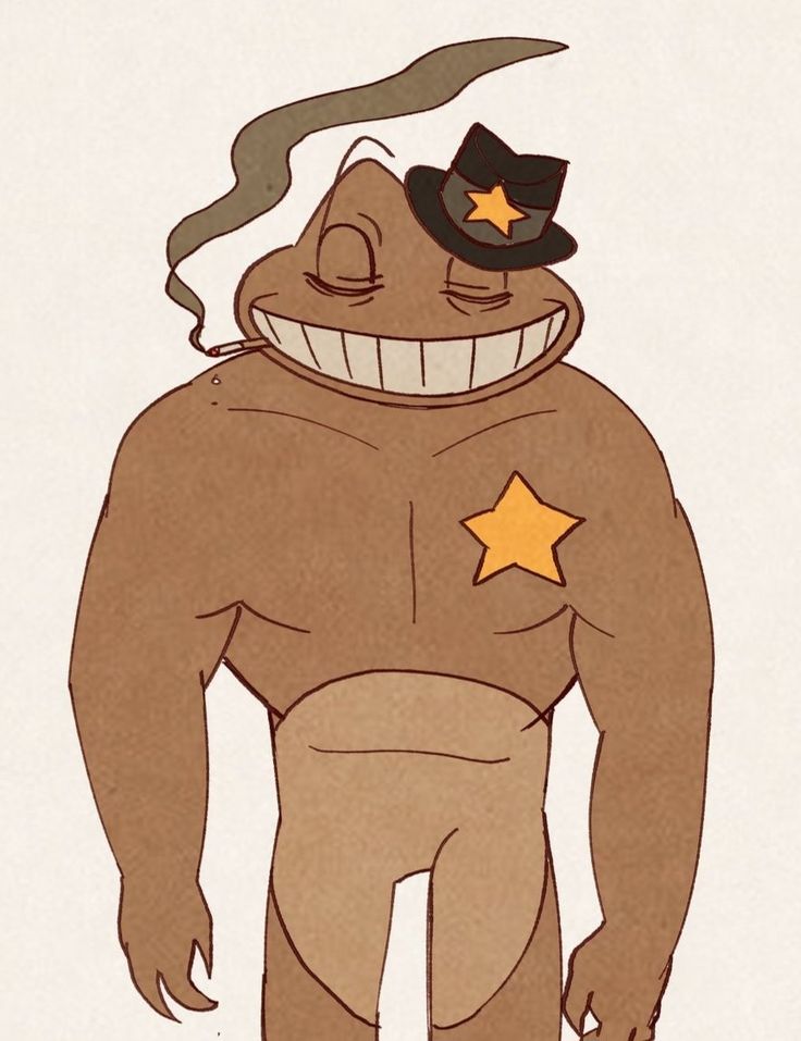 a drawing of a bigfoot with a hat and stars on it's chest