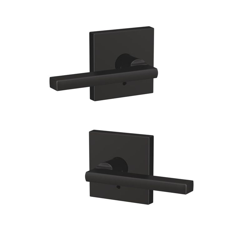 two black square wall mounted toilet paper dispenser holders with one open and the other closed