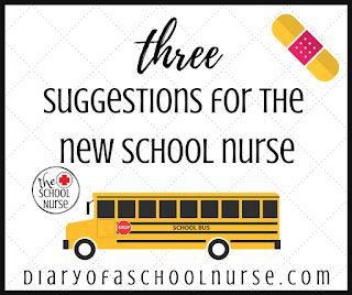 a school bus with the words three suggestions for the new school nurse