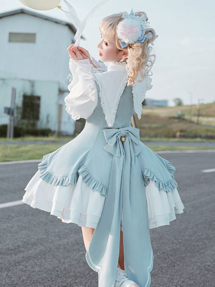 Women’s Kawaii Cosplay Lolita Long Sleeve Dress Cute Fitted Cosplay Dresses, Harajuku Style Ruffled Halloween Dresses, Harajuku Style Ruffle Dresses For Costume, Cute White Dress For Cosplay Events, Princesscore Cosplay Dress With Ruffles, Cute White Dresses For Cosplay, Cosplay Princesscore Dresses With Ruffles, Princesscore Ruffle Dresses For Cosplay, Cute Fitted Dresses For Cosplay Events