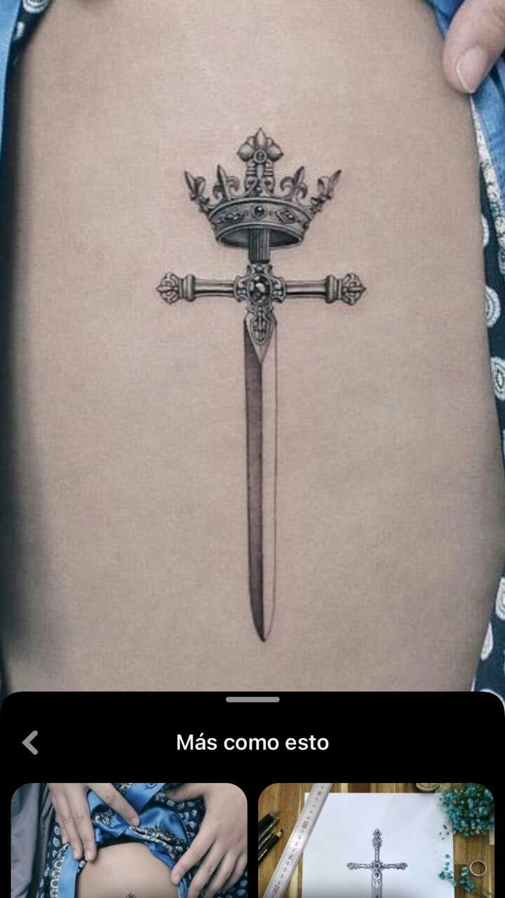 Dagger Designs Ideas, Tatoo Crown, Tattoo Homme, Queen Of Swords, Crown Tattoo Design, Cross Tattoo Designs, Neck Tattoo For Guys, Inspiration Tattoos, Dagger Tattoo