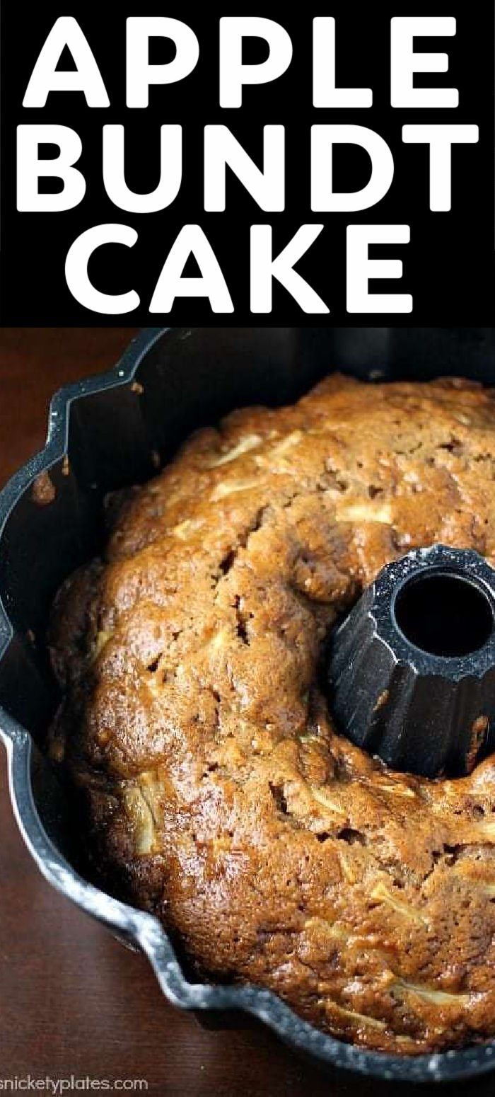 an apple bundt cake in a pan with the words, how to make an apple bundt cake