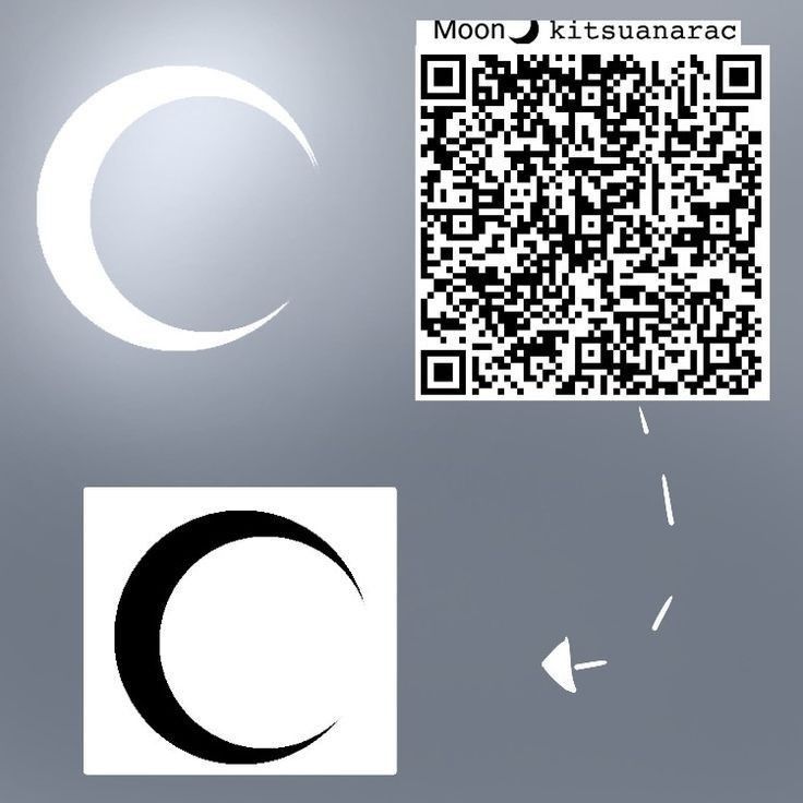 the moon and crescent are shown with qr code