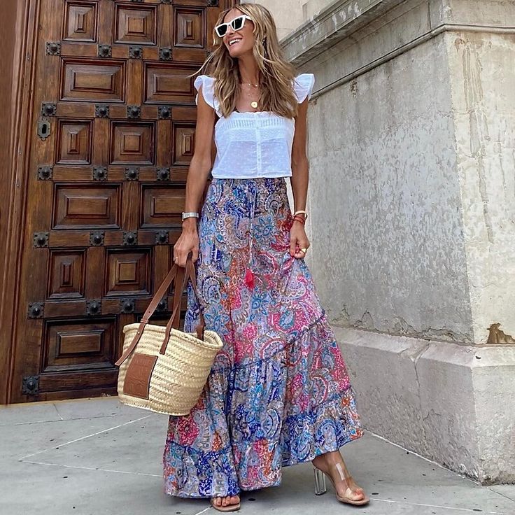 Season:Spring  Summer; Fabric:Polyester; Dress Length:Maxi; Gender:Women's; Style:Boho,Fashion,Bohemian; Occasion:Weekend,Casual Daily,Holiday; Fit Type:Regular Fit; Pattern:Floral,Graphic; Design:Print; Pants Type:Bohemia,Long Skirt,Swing,A Line; Front page:FF; Listing Date:05/24/2023; Production mode:External procurement; Length:; Waist: Pola Rok, Rok Outfit, Floral Print Maxi Skirt, Long Skirt Summer, Printed Long Skirt, Flounce Skirt, Maxi Skirt Boho, Skirt Maxi, Long Skirts For Women