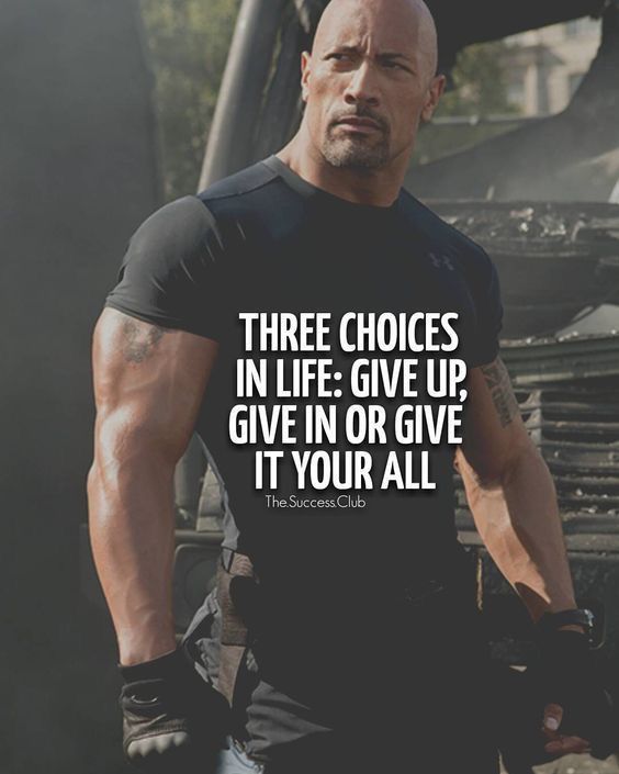 the rock with a quote on it saying three choices in life give up give in or give