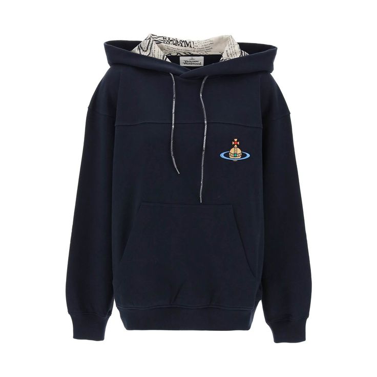 The Fresh Hoodie By Vivienne Westwood Is Made Of Organic Cotton And Features Exposed Stitching And The Embroidered Orb Logo On The Chest. It Has A Kangaroo Pocket, Ribbed Edges, And A Relaxed Fit. The Model Is 187 Cm Tall And Wears Size L. The Female Model Is 177 Cm Tall And Wears Size S. Material: 100% Co Size Info: Unisex Color: Navy Brand Code: 3i01000nj006o Season: 2024 Condition: Authentic, Brand New Check Out Ellessy Boutique's Closet For More Designer Deals. New Items Are Added Daily. Shi Female Model, Vivienne Westwood, The Weekend, Hooded Sweatshirt, Kangaroo Pocket, The Model, New Items, Hooded Sweatshirts, Organic Cotton