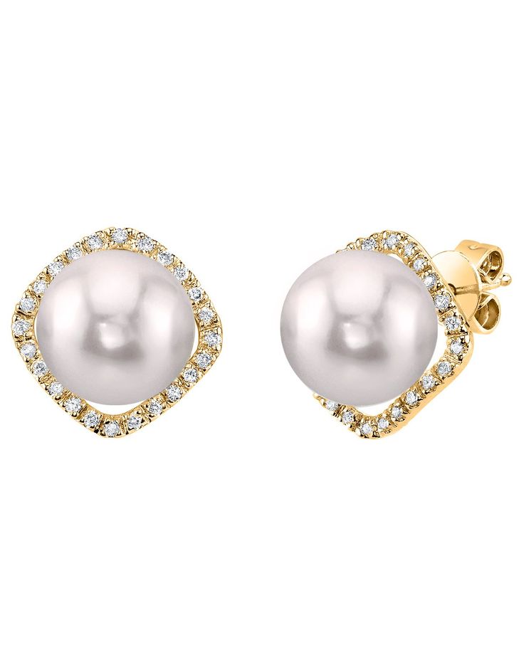 These beautiful pearls earrings add a touch of class to any occasion. The earrings feature two AA+ quality, 8.5-9.0mm Japanese Akoya cultured pearls, hand picked for their gorgeous luster and surface. The pearls are mounted with 0.13 carats of SI quality diamonds on 1.65 grams of the finest 14K gold. All earrings are approved by our staff of GIA pearl experts and come packaged in a beautiful jewelry box. Elegant Diamond Earrings For Anniversary, Elegant Evening Pearl Diamond Earrings, Luxury Pearl Embellished Earrings For Formal Occasions, Elegant Round Pearl Earrings For Evening, Diamond White Akoya Pearl Earrings For Formal Occasions, Timeless Akoya Pearl Earrings With Diamond Accents, Elegant Akoya Pearl Diamond Earrings, Evening Akoya Pearl Earrings With Diamond Accents, Pearl White Akoya Pearl Earrings For Evening