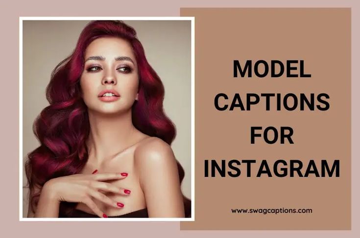 a woman with long red hair is posing for an instagramm photo and the words model captions for instagram