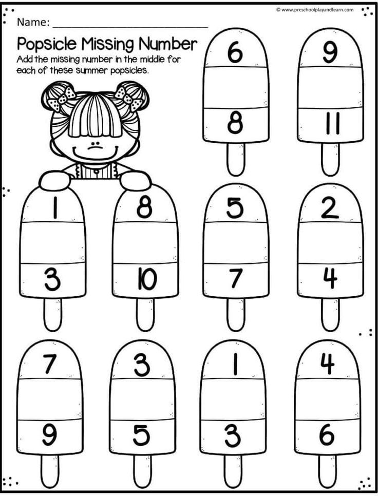 popsicle missing number worksheet