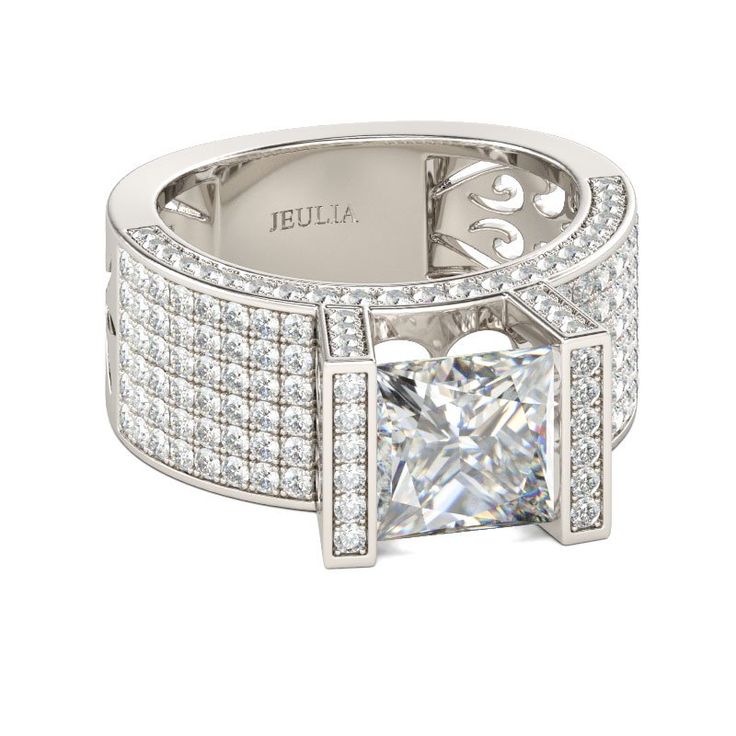 I found this beautiful item - Wide Princess Cut Sterling Silver Ring from Jeulia.com, they offer premium quality jewelry at affordable price. Like it? Jeulia Jewelry, Big Wedding Rings, Portuguese Cuisine, Silver Diamond Necklace, Sterling Silver Rings Set, Silver Ring Set, Sterling Silver Engagement Rings, Silver Jewelry Rings, Radiant Cut