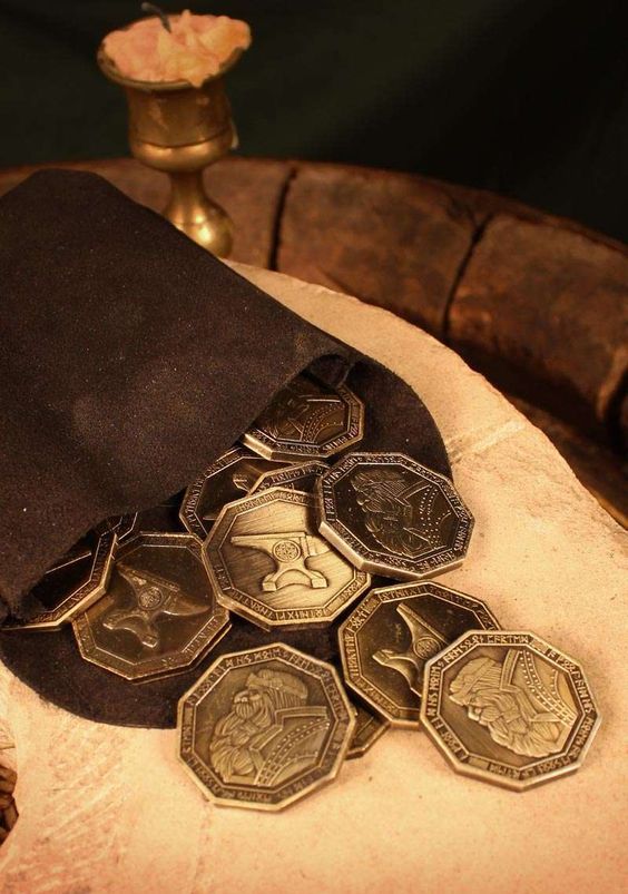 a bunch of coins sitting on top of a chair