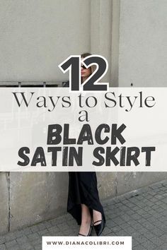 Satin On Satin Outfit, Plus Pencil Skirt Outfits, Satin Skirt Casual Outfit Summer, How To Style A Silk Skirt For Summer, Satin Skirt Business Outfit, Long Black Skirt Business Casual, Black Satin Skirt Fall, Casual Black Silk Skirt Outfit, How To Style Black Silk Midi Skirt