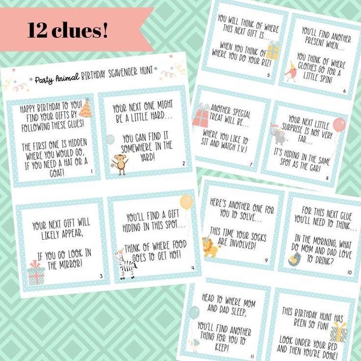 four printable baby shower games with the words, 12 clues and instructions for each game