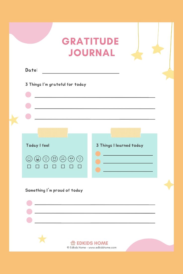 a printable graduation journal with stars and confetti on the cover, in pastel colors