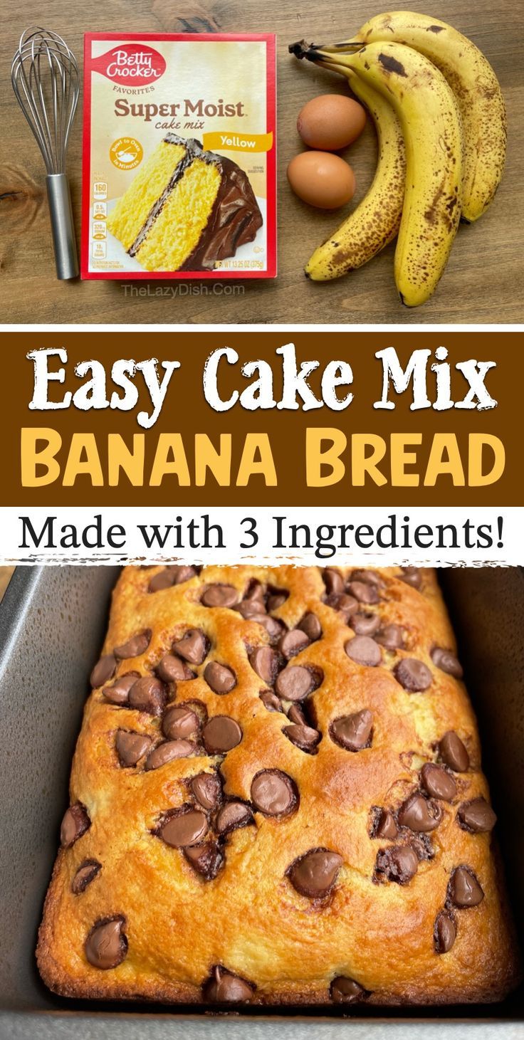 easy cake mix banana bread made with 3 ingredients