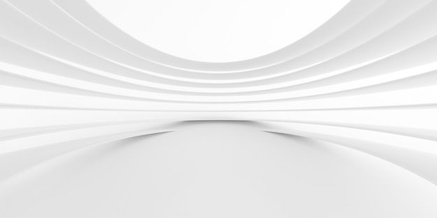 an abstract white background with curved lines in the center and light at the end that makes it look like something out of space