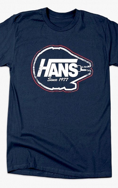 a navy blue t - shirt with the words hans since 1971 printed in red, white and blue