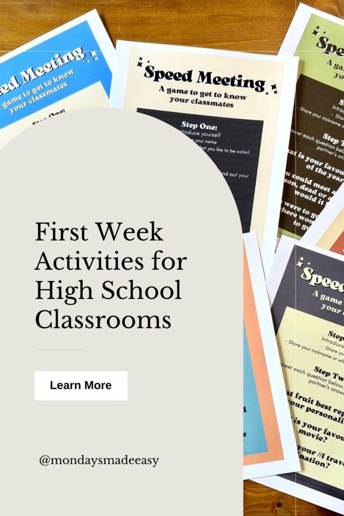 the first week activities for high school classrooms are on display in this classroom brochure