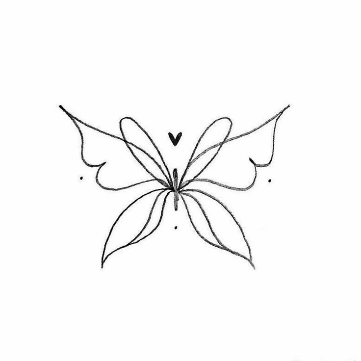 a black and white drawing of a butterfly with hearts on it's back wing