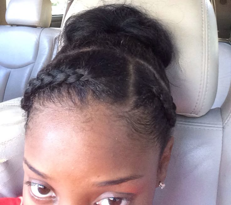 Bun with two braids in the front #Simple #Cute Bun With Front Braid, Front Braids With Bun, Front Braid With Bun, Two Braids In Front With Ponytail Natural Hair, Two Braids Into Low Bun, Braids Into A Bun Natural Hair, 2 Braids With Bun, Two Braids In The Front Natural Hair, Two Braids Bun