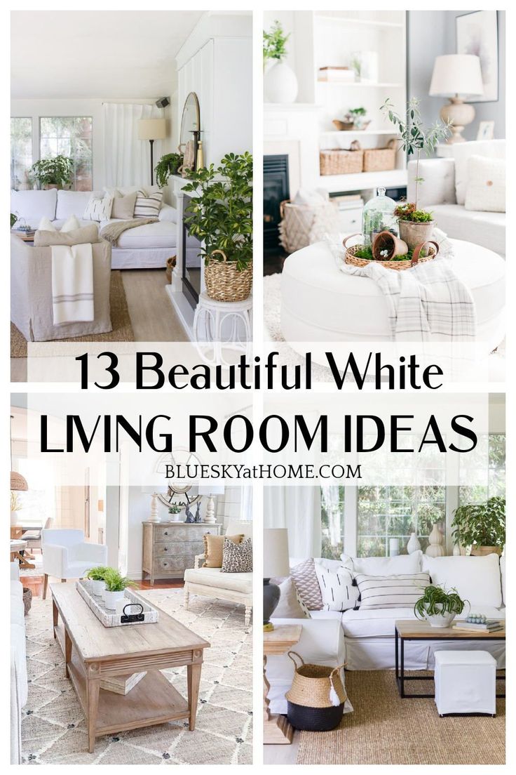 living room with white furniture and plants on the table, in front of a window