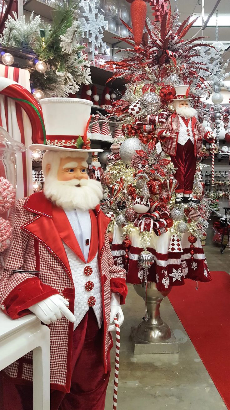 a christmas display in a store filled with decorations