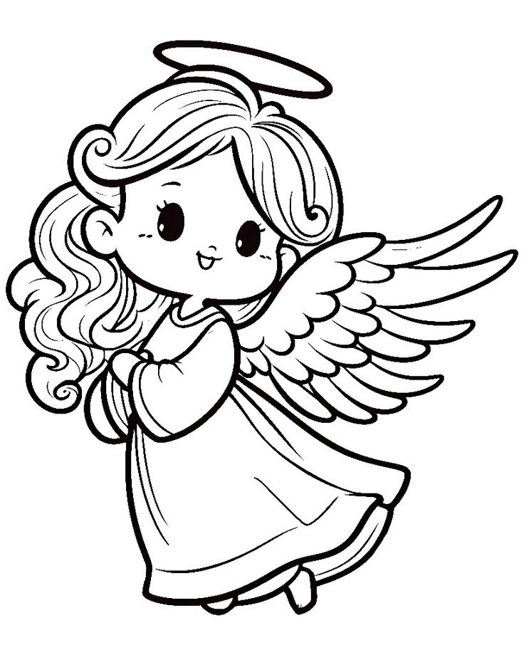 an angel with wings coloring page