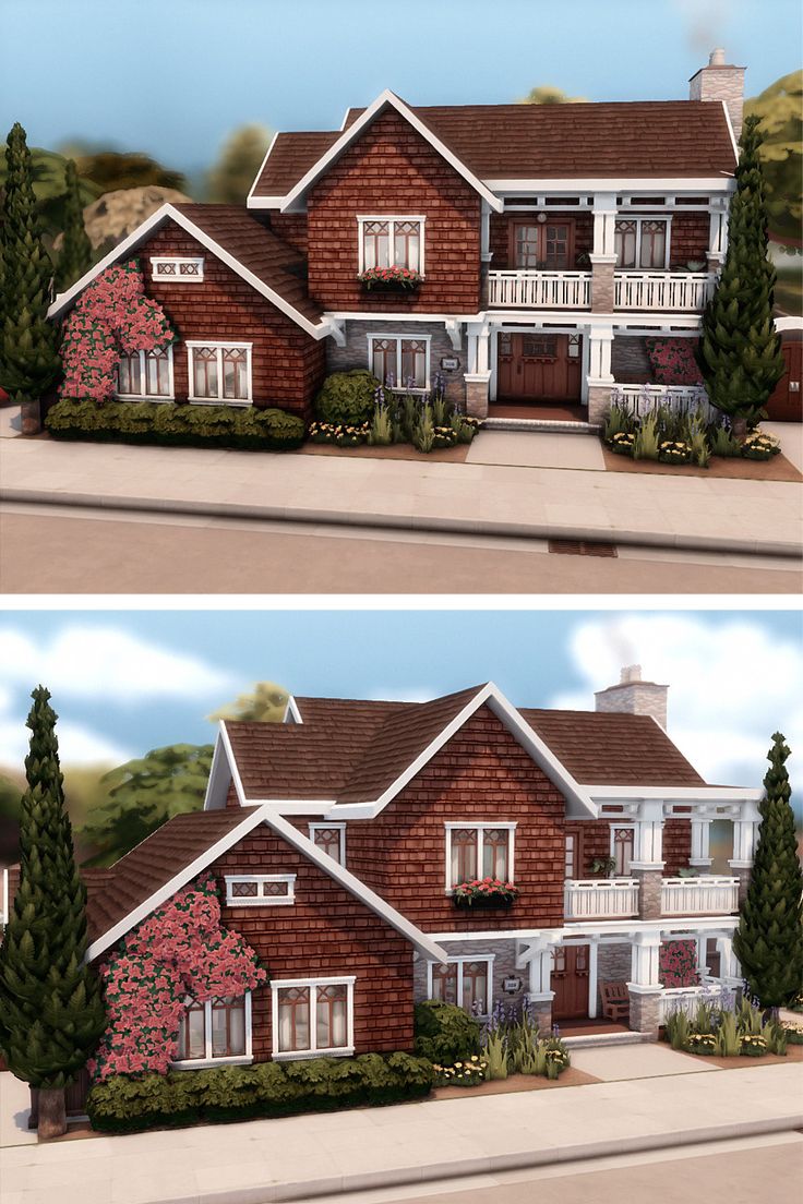 two renderings of the front and back of a house