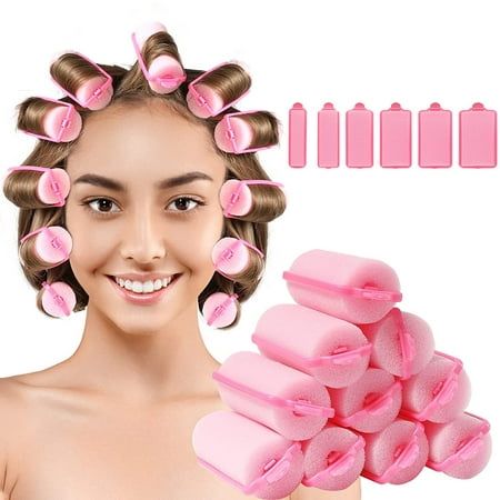 These soft sleeping hair curlers are made of foam sponge, durable and long lasting, do not require heating, won't pull your hair, do no harm to the hair, safe and considerate tools for you to choose, you can enjoy the hair styling at home many times. It is easy to use which just take a strand of the appropriate hair volume according to the length of your hair and use this flexible hair styling sponge curler, do not add too much hair at one time, otherwise it will affect the effect, its light wei Sponge Curlers, Foam Curlers, Sponge Hair Rollers, Hair Curling Tools, Foam Rollers Hair, Magic Hair Curlers, Sponge Rollers, Sleep Hairstyles, Hair Curlers Rollers