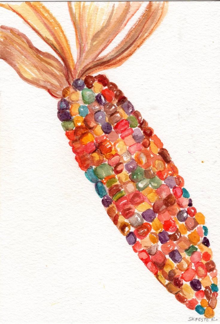 a watercolor painting of a corn on the cob