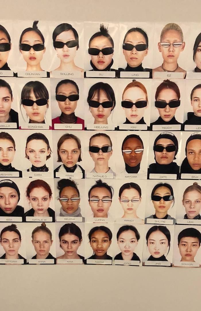 an image of many different people with sunglasses on their faces and hair in the middle