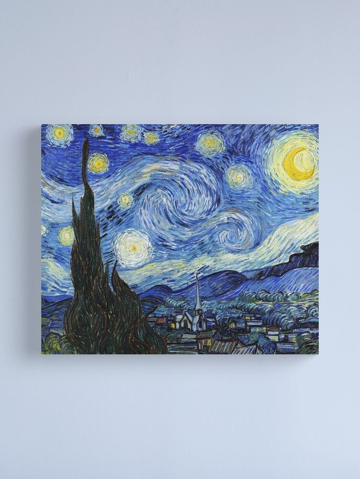 the starry night van gogh painting is on display