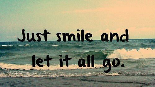 an ocean with the words just smile and let it all go