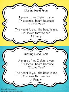 two speech bubbles with the words i love you and kissing hand poem on each one