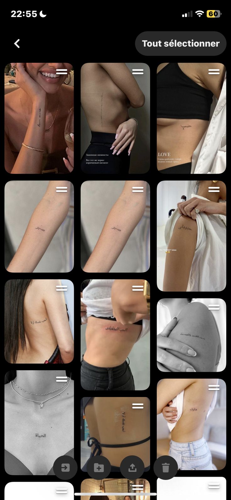 a series of photos showing different types of tattoos on the back of a woman's body