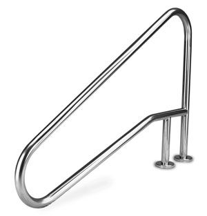 a metal hand rail on a white background