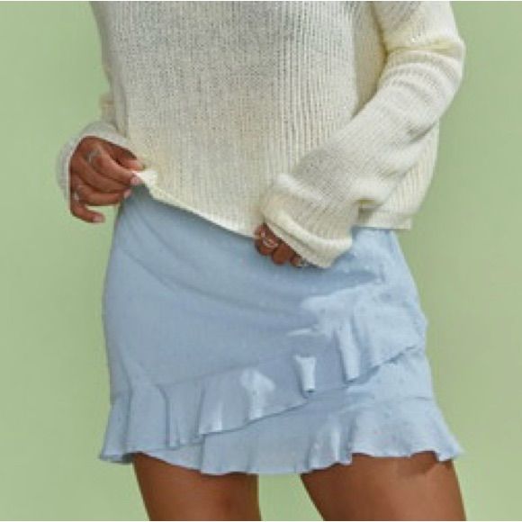 Swiss Dot Size Medium Baby Blue Flowy Mini Skirt Nwt Trendy Blue Ruffled Skirt, Light Blue Ruffled Mini Skirt, Blue Skirt For Day Out, Casual Light Blue Ruffled Mini Skirt, Light Blue Skirted Bottoms For Beach, Light Blue Skirted Beach Bottoms, Light Blue Casual Ruffled Skirt, Casual Light Blue Ruffled Skirt, Blue Ruffled Skort For Beach