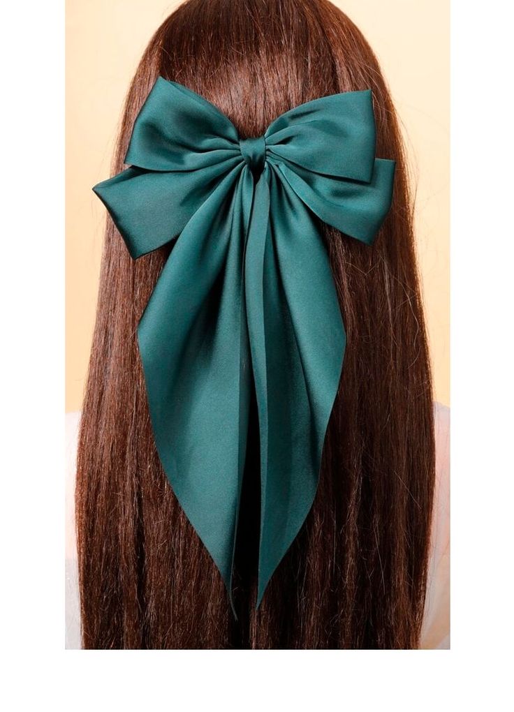 1 piece Beautiful luxurious Handmade bow, (Green) Long Style,  ribbon, completes and compliment any outfit! Gorgeous! Suitable for many ocassions! Elegant and Retro Versatile Style Bow! Silky, for Women, Girls, Princess  Perfect for yourself or as a gift that any female will love. Lovely Exquisite Design: Each hair bow measures : 21*40cm/8.3*15.8inch Sent first class. Thank you for stopping by! Knot Ponytail, Teal Hair, French Clip, Bow Hairstyle, Hair Accessories Gift, Ribbon Hair, Diy Hair Accessories, Dream Hair, Satin Bow