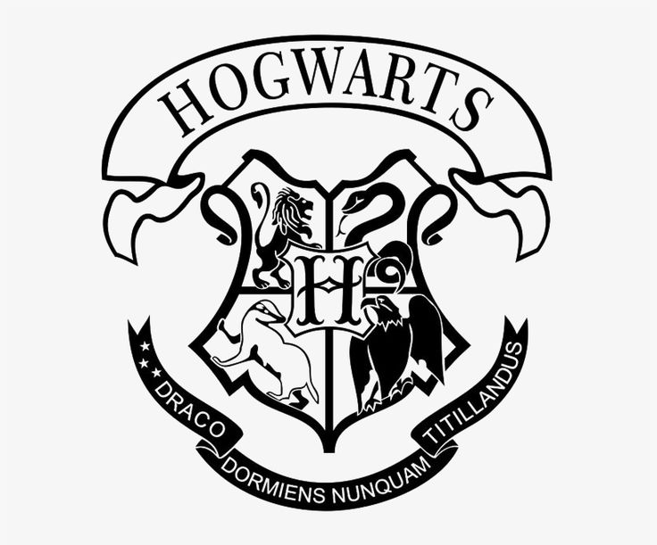 the hogwarts crest is shown in black and white