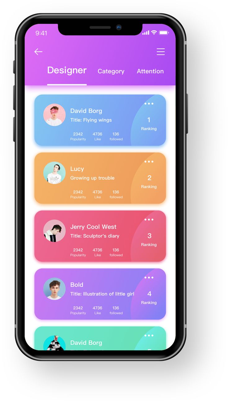 an iphone screen showing the user's profile and description options for their app design