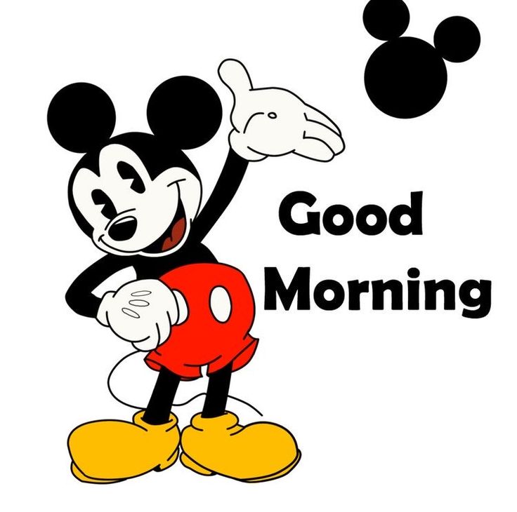 mickey mouse with the words good morning on it